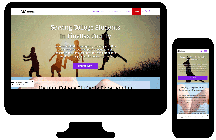 Vector showcase of the new Manners Housing Foundation website on desktop and mobile